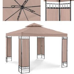 Aiapaviljon kokkupandava varikatuse ja ornamendiga, Uniprodo UNI_PERGOLA_3X3TF_U1, 3 m. x 3 m. x 2,6 m., beež. hind ja info | Varikatused ja aiapaviljonid | kaup24.ee