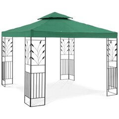 Kokkupandav aiapaviljon koos ornamendiga, Uniprodo UNI_PERGOLA_3X3G1, 3 m. x 3 m. x 2,6 m., roheline. hind ja info | Varikatused ja aiapaviljonid | kaup24.ee