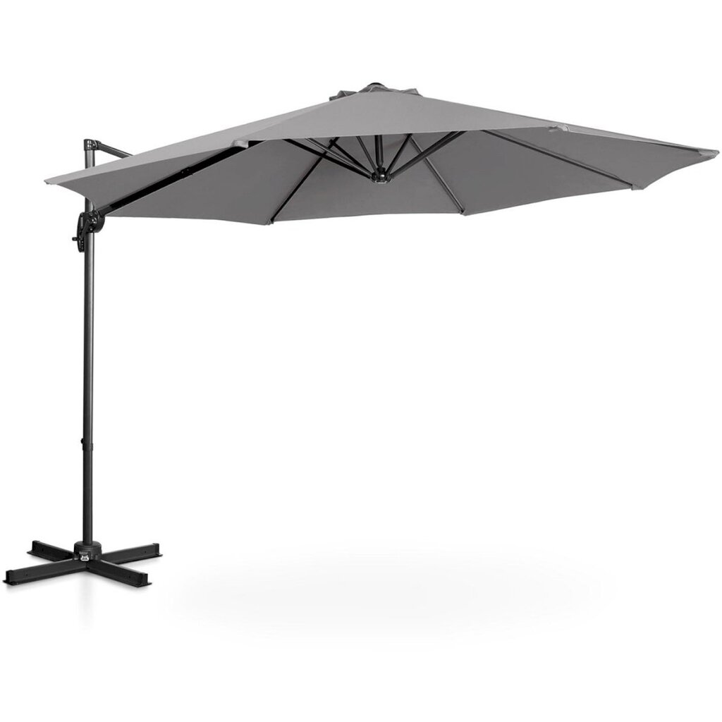 Külgmise kallutusega vihmavari, UNI_UMBRELLA_2R300GR_N1, 300 cm. läbimõõduga, hall цена и информация | Päikesevarjud, markiisid ja alused | kaup24.ee