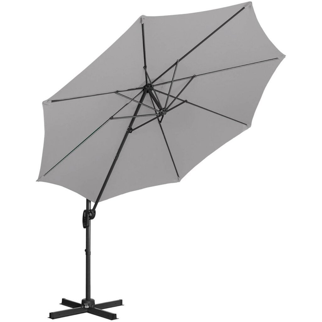 Külgmise kallutusega vihmavari, UNI_UMBRELLA_2R300GR_N1, 300 cm. läbimõõduga, hall цена и информация | Päikesevarjud, markiisid ja alused | kaup24.ee