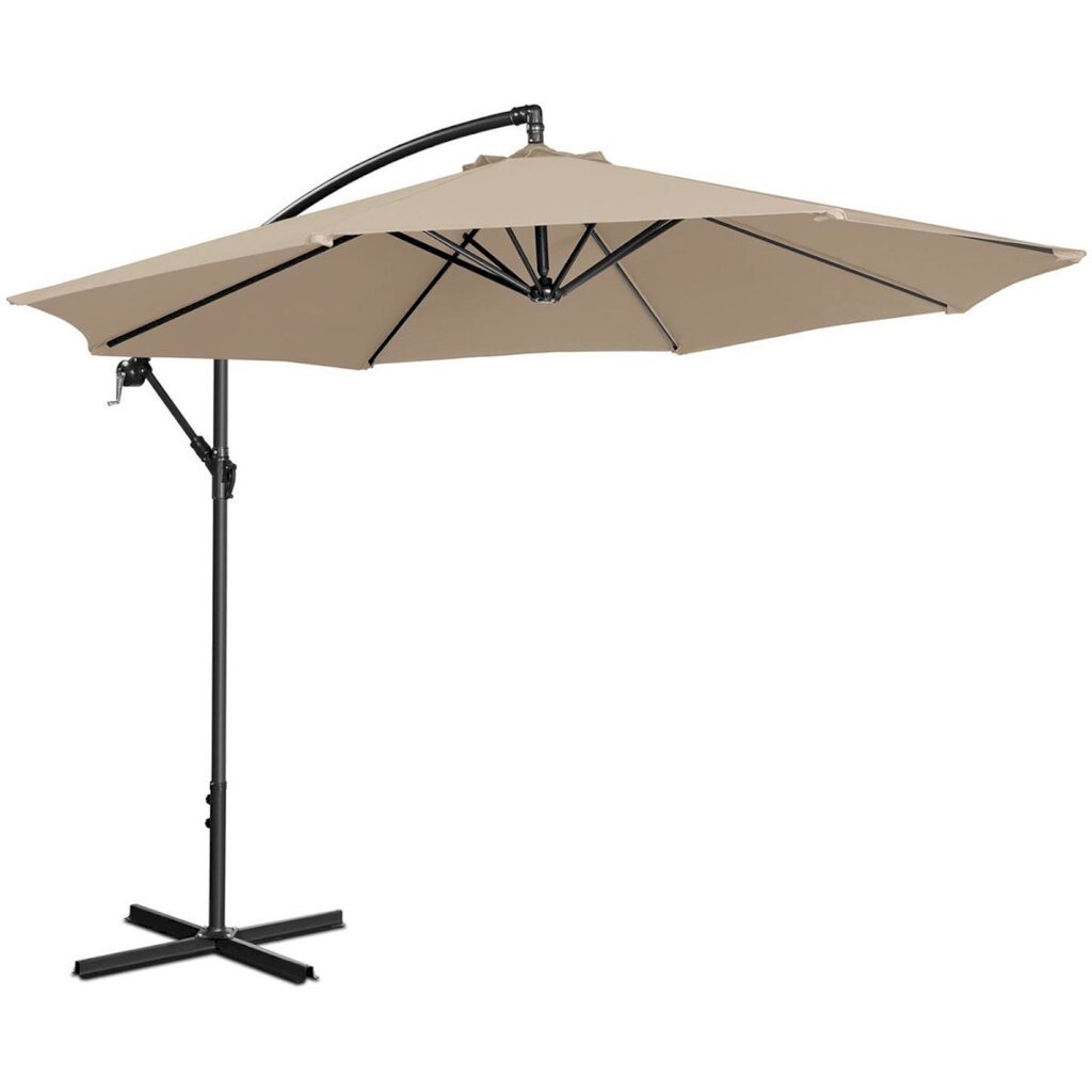 Külgmise kallutusega vihmavari, UNI_UMBRELLA_2R300GR_N1, 300 cm. läbimõõduga, kreemikas цена и информация | Päikesevarjud, markiisid ja alused | kaup24.ee