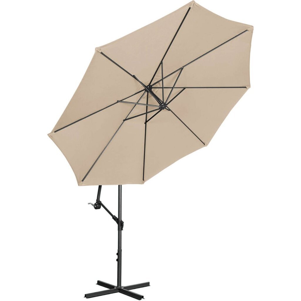 Külgmise kallutusega vihmavari, UNI_UMBRELLA_2R300GR_N1, 300 cm. läbimõõduga, kreemikas цена и информация | Päikesevarjud, markiisid ja alused | kaup24.ee