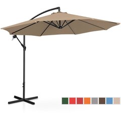 Külgmise kallutusega vihmavari, UNI_UMBRELLA_2R300GR_N1, 300 cm. läbimõõt, hallikas-pruun hind ja info | Päikesevarjud, markiisid ja alused | kaup24.ee