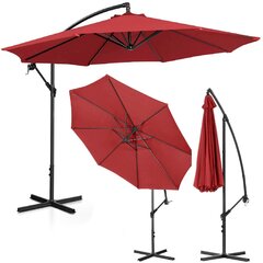 Зонт садовый с боковой опорой, круглый, UNI_UMBRELLA_2R300BL_N1, диаметр 300 см, бордовый цена и информация | Зонты, маркизы, стойки | kaup24.ee