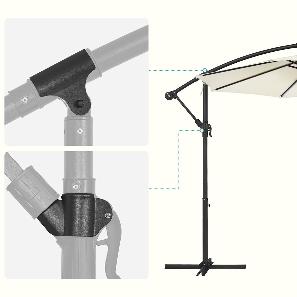 Päikesevari Songmics, 300x245 cm, beež hind ja info | Päikesevarjud, markiisid ja alused | kaup24.ee