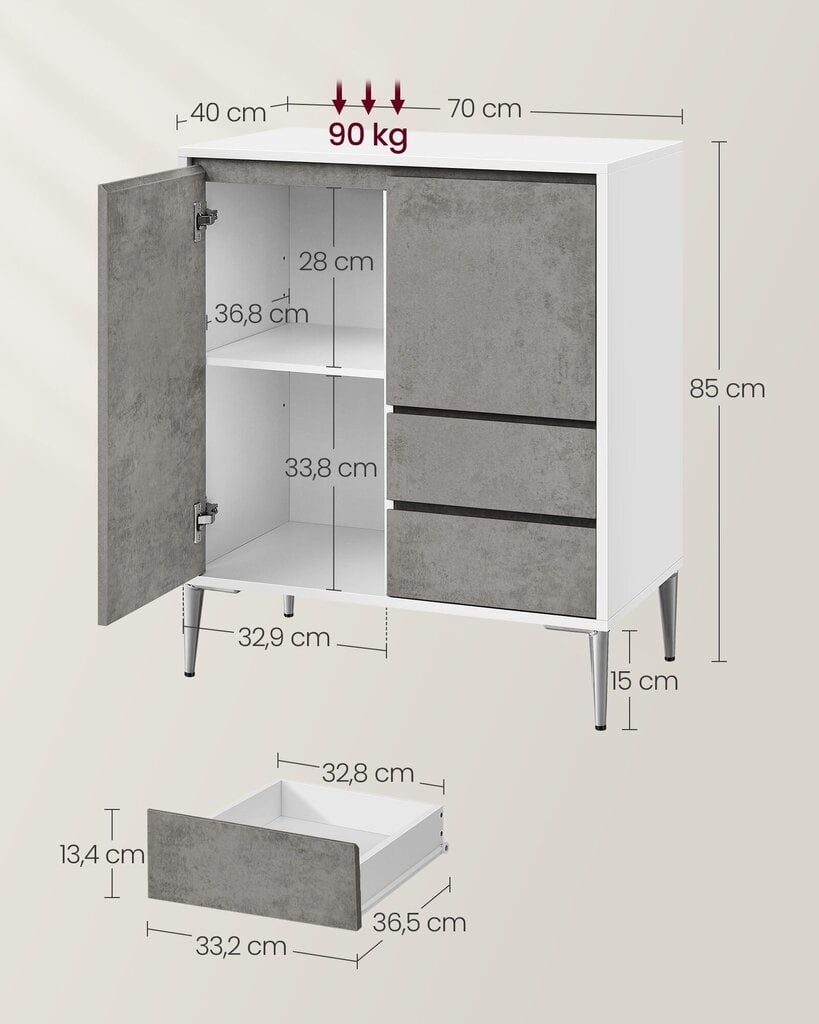 Kummut Songmics, 40x70x85 cm, hall hind ja info | Elutoa väikesed kapid | kaup24.ee