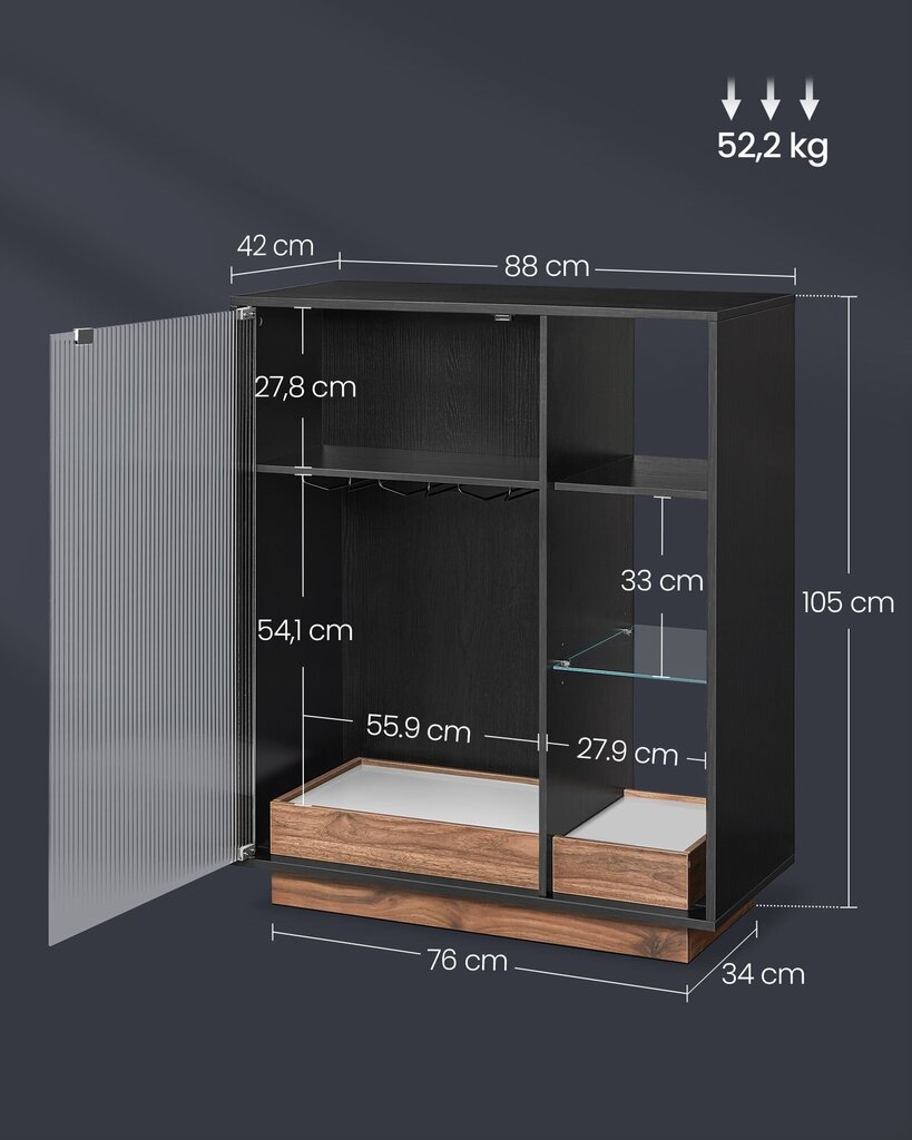 Abikapp, 42x88x105 cm, must hind ja info | Elutoa väikesed kapid | kaup24.ee