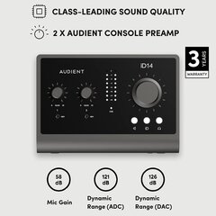 Высокопроизводительнaя звуковая карта Audient iD14 MKII цена и информация | Принадлежности для музыкальных инструментов | kaup24.ee