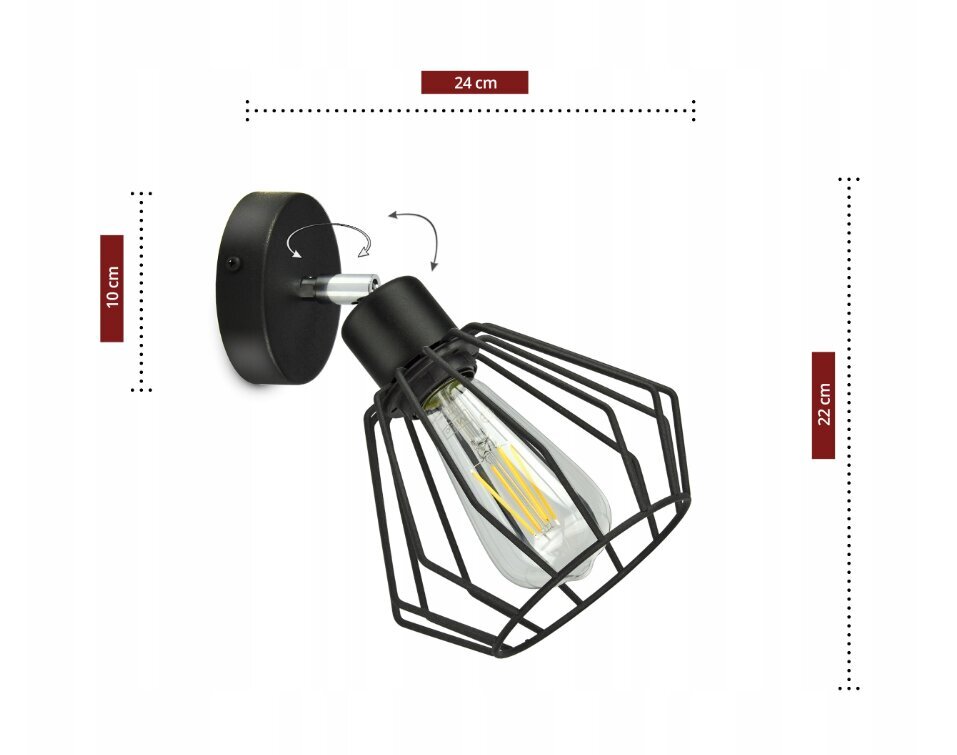 Luxolar must seinavalgusti E27 12 W hind ja info | Seinavalgustid | kaup24.ee