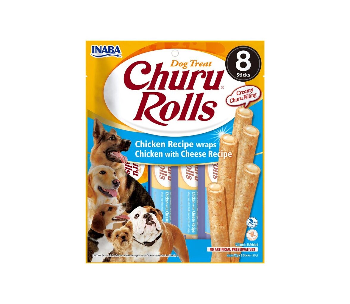 Churu Dog Rolls Chicken Cheese maiused koertele, 96 g x 4 hind ja info | Maiustused koertele | kaup24.ee