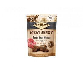 Carnilove Dog Jerky Beef with Beef Muscle Fillet лакомства для собак, 100 g x 4 цена и информация | Лакомства для собак | kaup24.ee