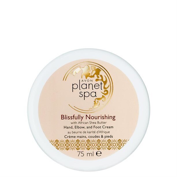 Toitev käte-, küünarnuki- ja jalakreem Avon Planet Spa Blissfully Aafrika sheavõiga, 75 ml цена и информация | Kehakreemid, kehaspreid | kaup24.ee