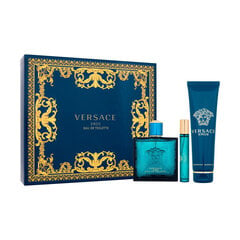 Kehahoolduskomplekt Versace Eros meestele: tualettvesi 100 ml + mini tualettvesi 10 ml + dušigeel 150 ml hind ja info | Meeste parfüümid | kaup24.ee