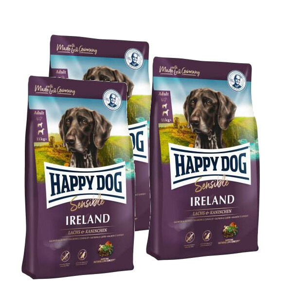 Happy Dog Sensible Ireland täiskasvanud koertele küüliku ja lõhega, 3x12.5 kg hind ja info | Kuivtoit koertele | kaup24.ee