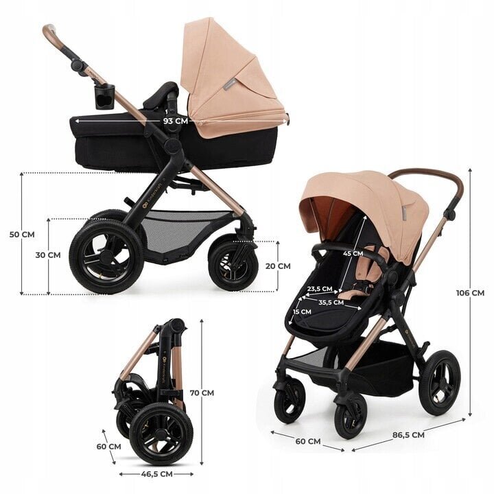 Universaalne vanker Kinderkraft Moov 2 Air 3in1, Sand Beige цена и информация | Vankrid, jalutuskärud | kaup24.ee