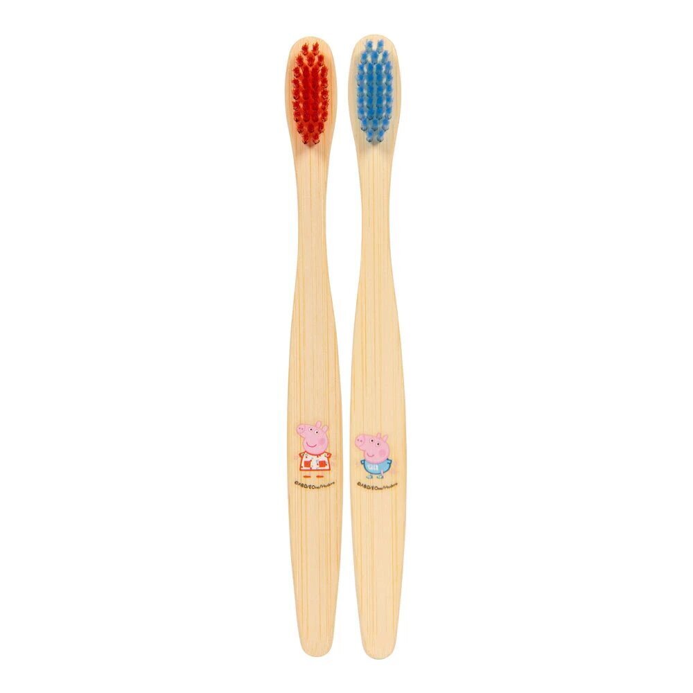 Laste hambahari Peppa Pig Bamboo Toothbrush Kids Flat, 2 tk hind ja info | Suuhügieen | kaup24.ee