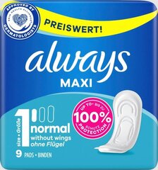 Hügieenisidemed Always Maxi-Binden, 9 tk hind ja info | Tampoonid, hügieenisidemed, menstruaalanumad | kaup24.ee