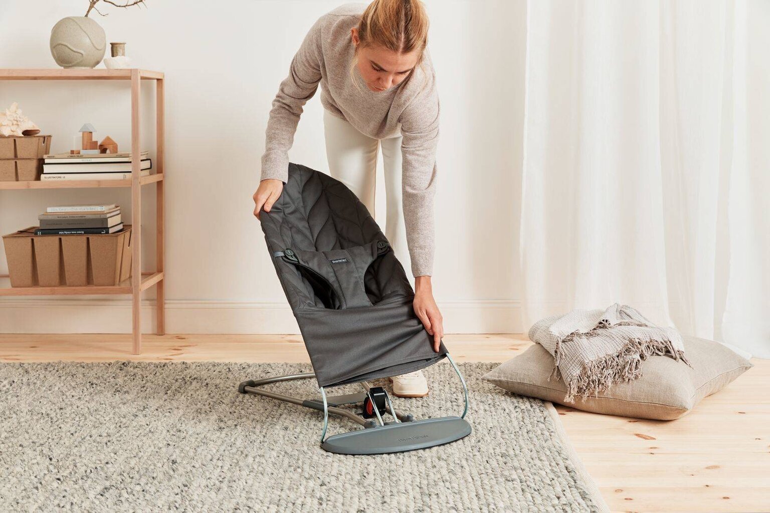 Tool BabyBjörn Bouncer Balance Soft Woven, jersey light beige цена и информация | Beebi lamamistoolid | kaup24.ee