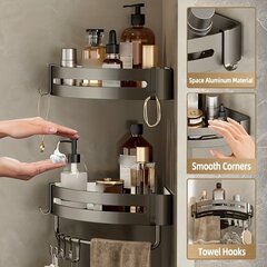 '1/2/3 tk puurimata alumiiniumist vannitoa hoiurest – seinale kinnitatav nurgariiul šampooni, meigi ja tarvikute jaoks' hind ja info | Vannitoa sisustuselemendid ja aksessuaarid | kaup24.ee