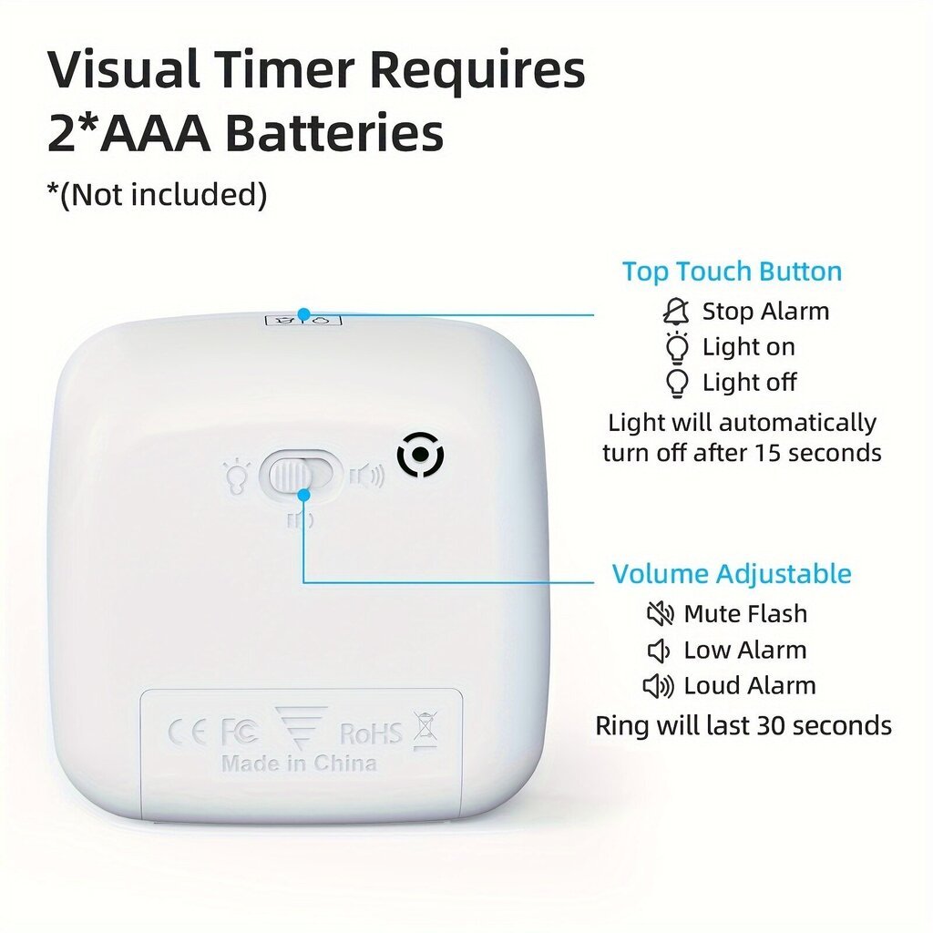 '1 tk Taimer Visuaalne taimer öövalgusega 60-minutiline Taimer täiskasvanutele Vaikne taimer Ajahaldustööriist koju või tööle' цена и информация | Köögitarbed | kaup24.ee
