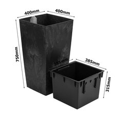 Lillepott 91,5 L betoon look H 75 cm lillepott plastikust taimepott kandiline antratsiit hind ja info | Dekoratiivsed lillepotid | kaup24.ee