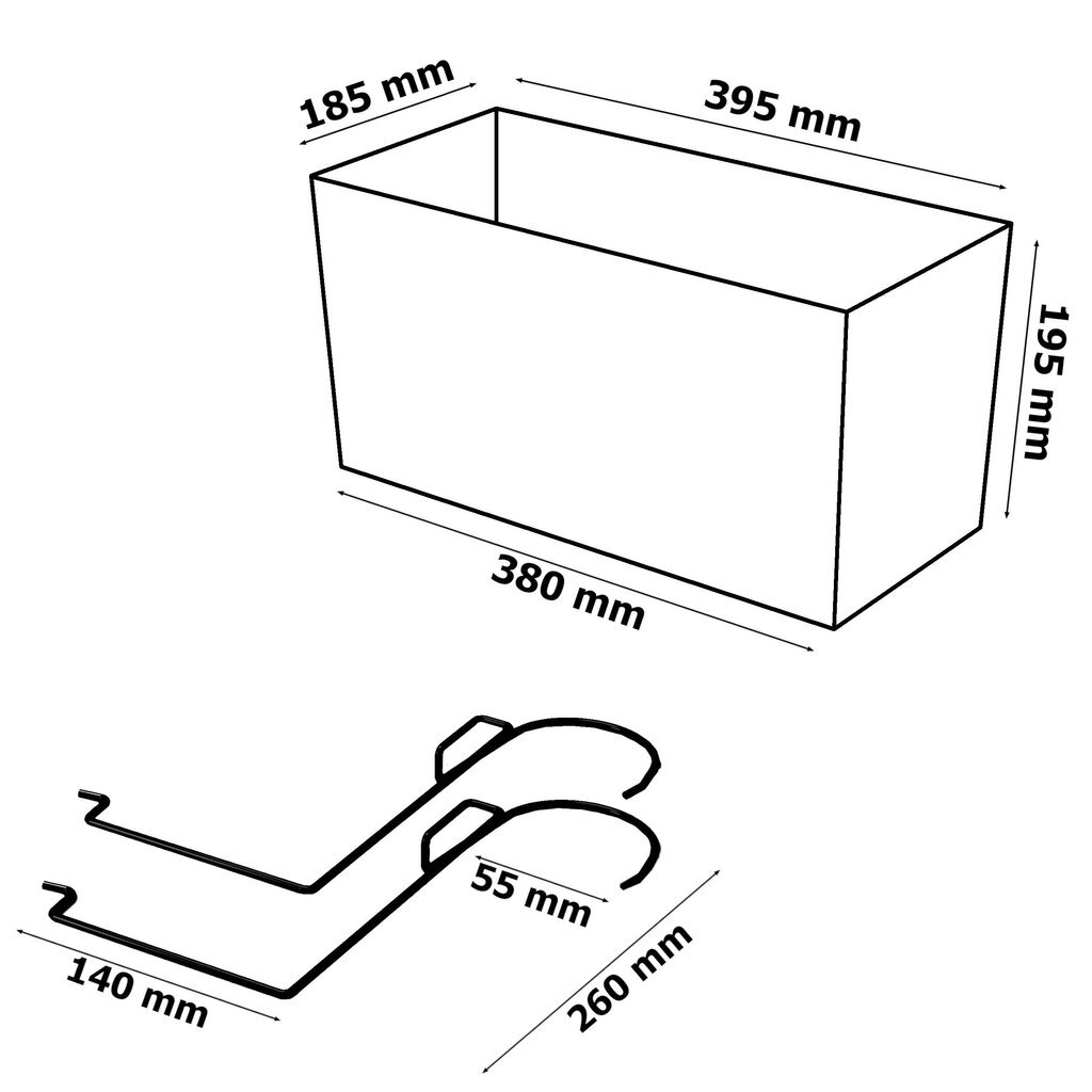 Rippuv lillekast praktilise vahetükiga Lillepott Pikkus: 39,5 cm Plastikust sile struktuur Mocha värv hind ja info | Dekoratiivsed lillepotid | kaup24.ee