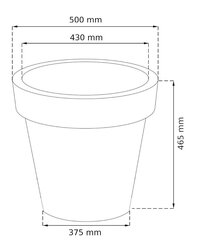 Пластиковый круглый горшок 50x45,5 см, серый, горшок цена и информация | Вазоны | kaup24.ee