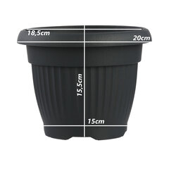 Plastikust lillepott abthracite D 20 cm cache pot classic jarnidniere ümmargune hind ja info | Dekoratiivsed lillepotid | kaup24.ee