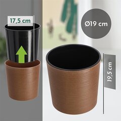 Kadax Flowerpot с деревянной щепкой, элегантный участок с вставкой, кастрюлей, садовая раковина, цветочный горшок, защита от цветочного горшка для гостиной, офис (⌀ 19 см, коричневый) цена и информация | Вазоны | kaup24.ee