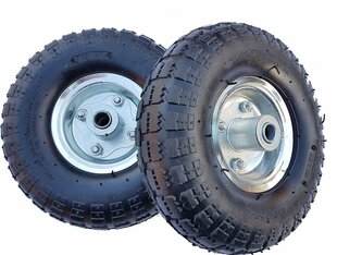 2 x frosaal PU Rad Bollerwagen Ø 260 mm 4,10/3.50-4 | Varurattarehvide koti vank | Telg 16 mm | Pannenspin täielikult kumm | Hõbedase velg hind ja info | Aiatööriistade lisatarvikud | kaup24.ee