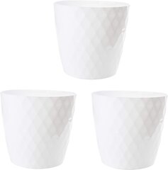 2 друга Flowerpot White 3 Set, диаметр 14 см (вверху), белый глянцевый, изготовленный из стабильного пластика, идеальный размер подоконника, сделанный в ЕС цена и информация | Вазоны | kaup24.ee