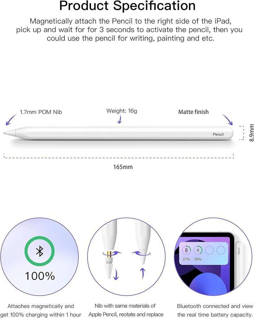 BOUTOP Pencil 2. põlvkond Apple iPadile цена и информация | Tahvelarvuti lisatarvikud | kaup24.ee