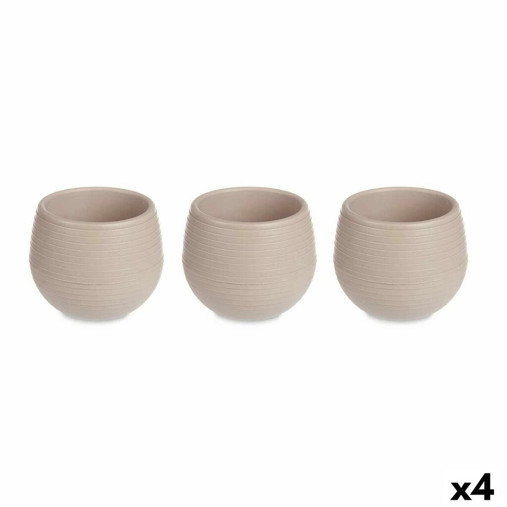 Pottide komplekt Pruunikashall Plastmass 16,5 x 16,5 x 14,5 cm (4 Ühikut) цена и информация | Dekoratiivsed lillepotid | kaup24.ee