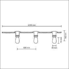 LED aiapidu garland F2 10xE27 6,2m 6W Goldlux 310323 hind ja info | Aia- ja õuevalgustid | kaup24.ee