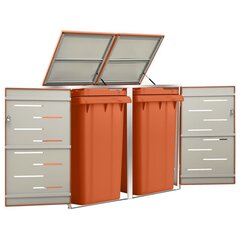 vidaXL kahe prügikasti kuur 138x77,5x115,5 cm, roostevaba teras цена и информация | Садовые сараи, дровницы | kaup24.ee