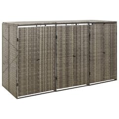 vidaXL kolme prügikasti kuur, hall, 207 x 80 x 117 cm, polürotang цена и информация | Уличные контейнеры, контейнеры для компоста | kaup24.ee