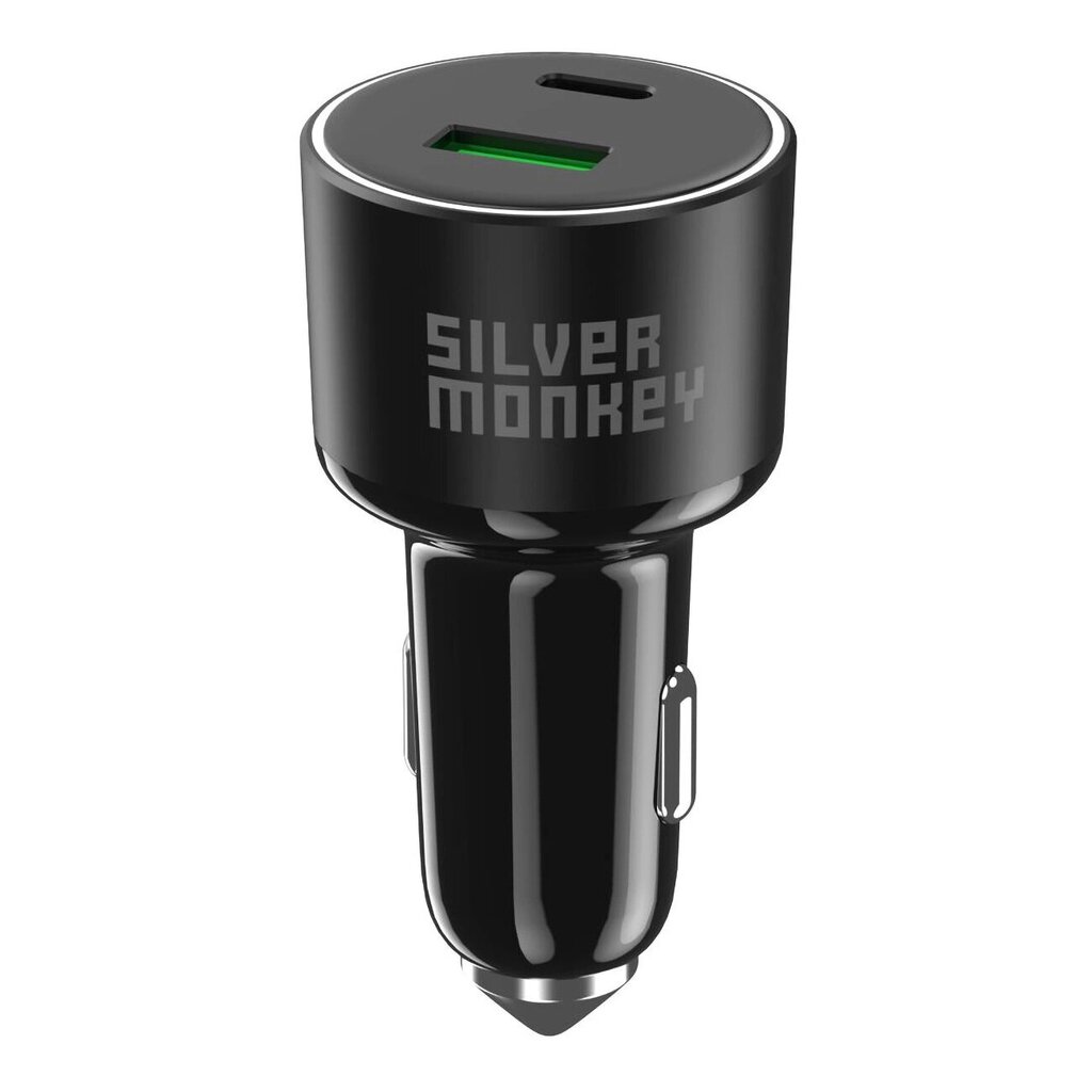 Silver Monkey SMA014 100W car charger 1xUSB-C PD 1xUSB-A QC 3.0 - black hind ja info | Turvasüsteemid ja 12V seadmed | kaup24.ee