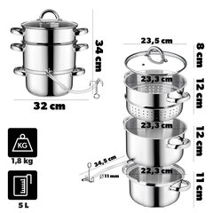 Бак 3ин1 нержавеющей стали индукции газа соковыжималки пара 5Л для фруктовых соков цена и информация | Кастрюли, скороварки | kaup24.ee