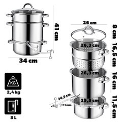 Бак 3ин1 нержавеющей стали индукции газа соковыжималки пара 8Л для фруктовых соков цена и информация | Кастрюли, скороварки | kaup24.ee
