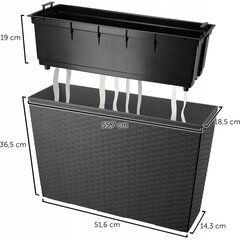 Горшок для цветов Горшок для цветов + вставка из ротанга Черный 19х56 см цена и информация | Подставки для цветов, держатели для вазонов | kaup24.ee