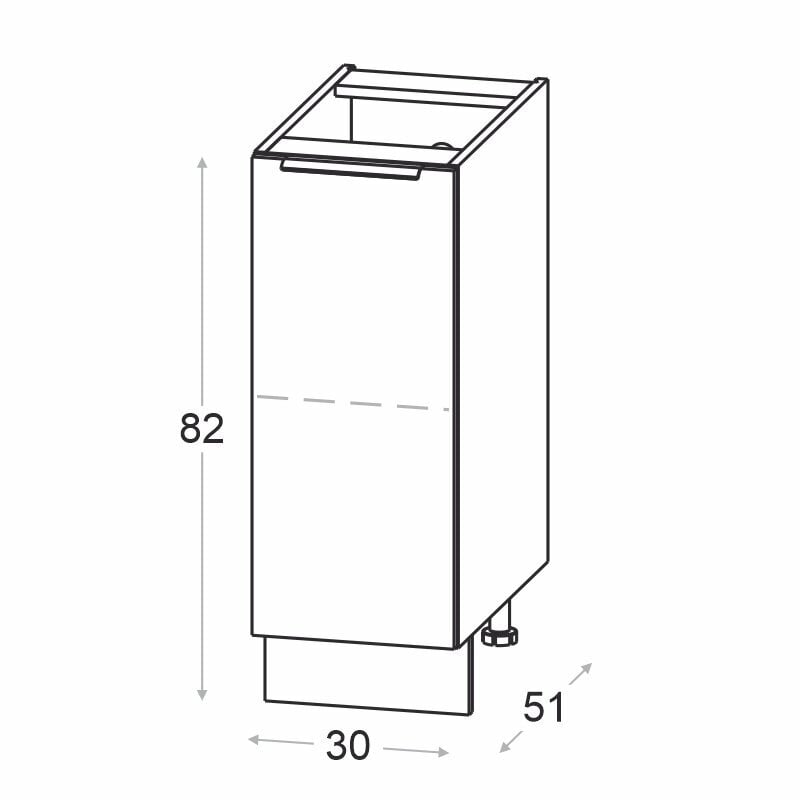 Novo alumine köögikapp 30 cm, hikkori tamm hind ja info | Köögikapid | kaup24.ee