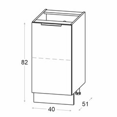 Novo alumine köögikapp 40 cm, valge matt hind ja info | Köögikapid | kaup24.ee