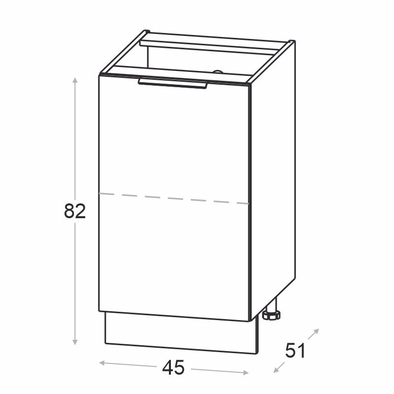 NOVO alumine köögikapp 45 cm, matt hall hind ja info | Köögikapid | kaup24.ee