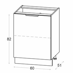 NOVO alumine köögikapp 60 cm, valge matt hind ja info | Köögikapid | kaup24.ee