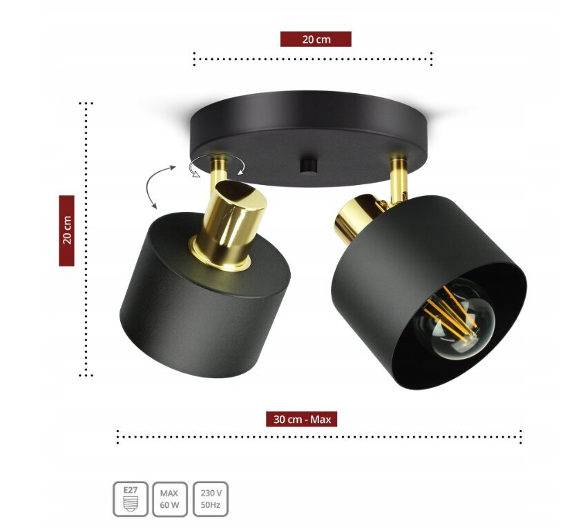 Laevalgusti lühter must ja kuldne klassikaline EG2 LED E27 цена и информация | Laelambid | kaup24.ee