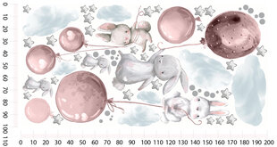 Beebitoa kleebised jänkud õhupallid dekoratsioon roosa ja hall 100x200 цена и информация | Декоративные наклейки | kaup24.ee