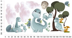 Laste toa kleebised dinosaurused pastelne dekoratsioon 100x200 hind ja info | Seinakleebised | kaup24.ee