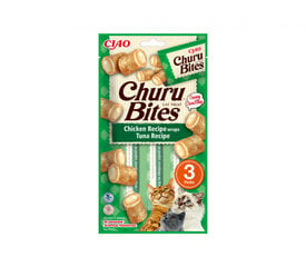 Churu Cat Bites Chicken Tuna teraviljavaba maius kassidele, 30 g x 4 hind ja info | Maiustused kassidele | kaup24.ee