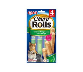 Churu Cat Rolls Chicken Tuna беззерновое лакомство для кошек, 40 г x 4 цена и информация | Лакомства для котов | kaup24.ee