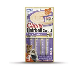 Churu Cat Hairball Control Tuna teraviljavaba maius kassidele karvatükkidest, 56 g x 4 hind ja info | Maiustused kassidele | kaup24.ee